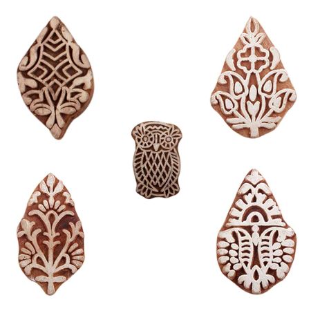 Set of 5 Piece New Mix Wooden Printing Blocks